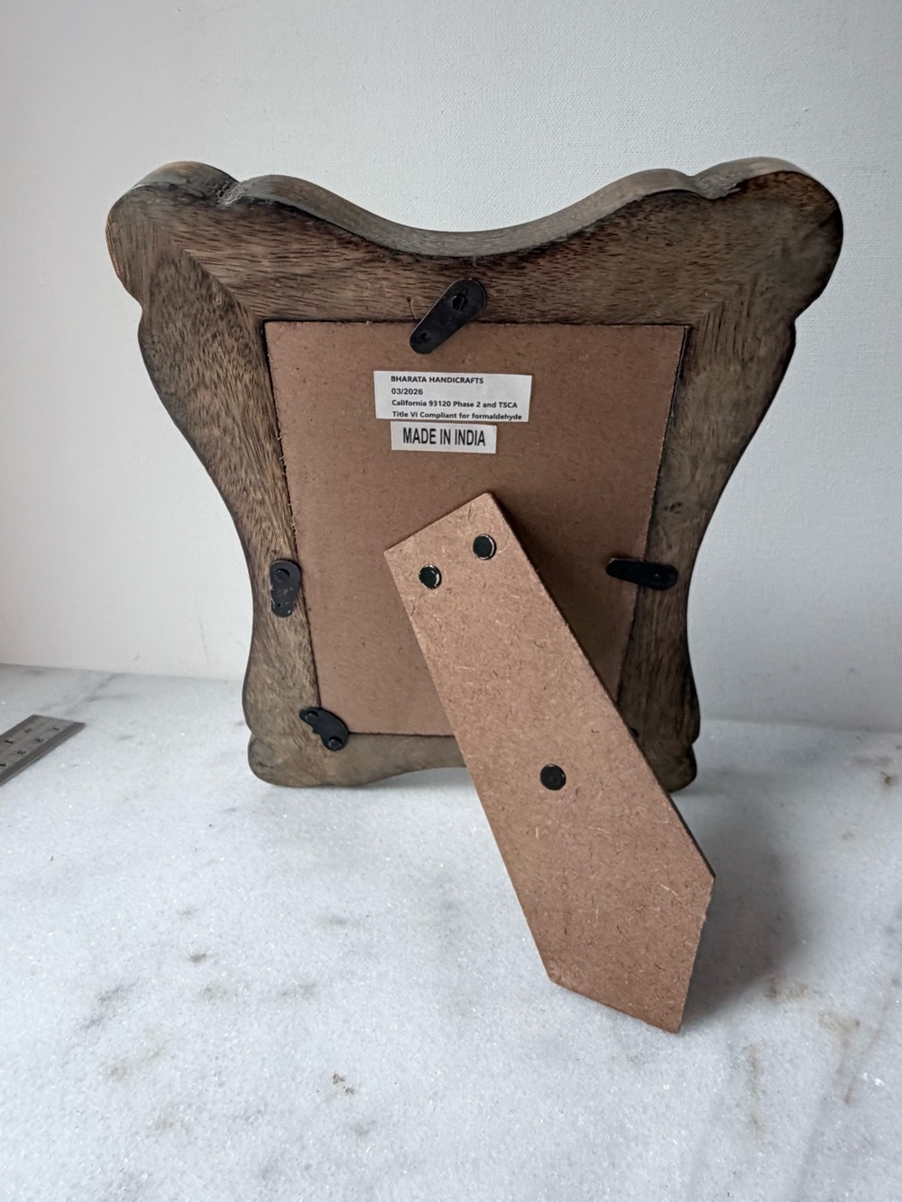 Genuine Wood Distressed Brown Photo Frame - Home Accents 4”x6” photo - Picture 7 of 9